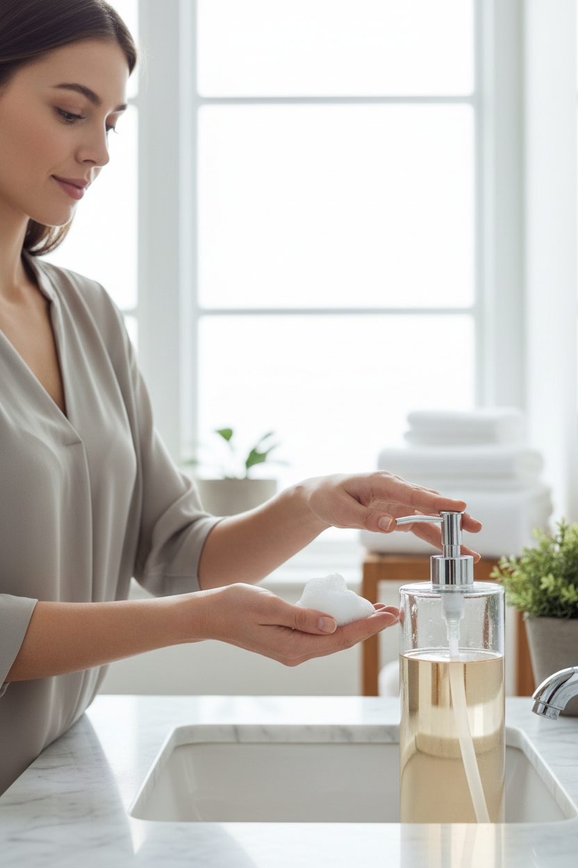A Clear Glass Soap Dispenser Set That Elevates Everyday Spaces