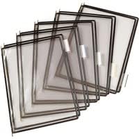 Tarifold Replacement Pivoting Pockets, Letter Size, Black, 10 Pack | 10 non-glare wire-reinforced PVC pockets hold 20 letter-size sheets, snap-on index tabs included, top-loading
