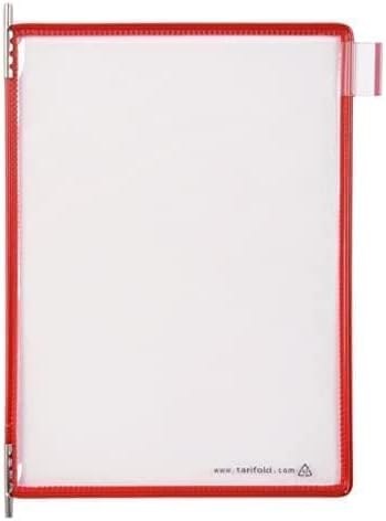 Tarifold Wall Mount Reference System, 10 Pockets, Red Colors | 10 double-sided PVC pockets hold 20 letter-size sheets, Red color frames, sturdy wall-mount bracket, easy to install