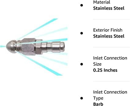MIZORLIE Pressure Washer Sewer Jetter Nozzle Stainless Steel，2 Sets | Mini Compact Durable Sewer Jetter Nozzle, 1/4'' Quickly Connector, 5000 PSI
