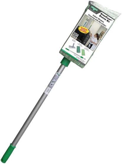 Unger SpeedClean Starter Kit, 4-ft. Pole, 2 Microfiber Pads, WNK04 | WNK04 complete indoor window cleaning system; 2 microfiber pads; 4-ft. telescopic pole included