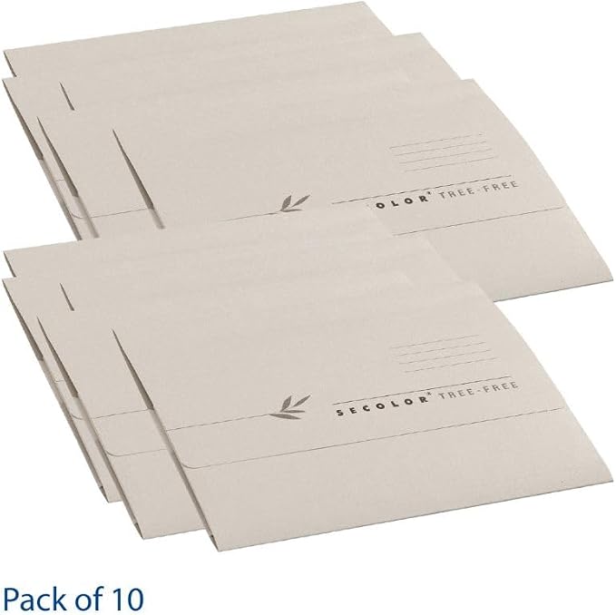 Jalema Tree-Free Pocket Folders, 10" x 11-5/8", 10 Pack, Natural Beige | 10 folders, holds up to 60 sheets, cardboard made from agricultural waste, natural beige, for office, school or presentations