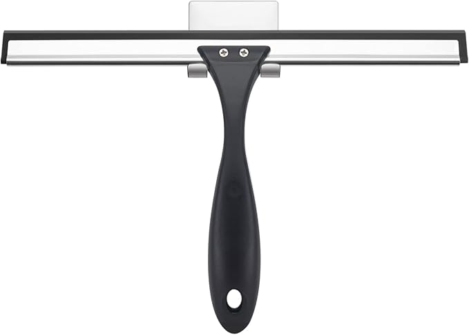AmazerBath Squeegee for Shower Glass Door, Shower Squeegee for Glass Doors - All-Purpose Squeegee with Hook for Shower Doors, Windows, Mirrors, Tiles and Car Glass, 10 Inches