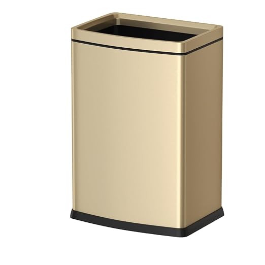 4.7 Gallon/18L Glam Champagne Gold Tarsh Can, Decorative Kitchen Garbage Bin, Commercial Open top Wastebasket for Bathroom Home Hotel Office (18L new Gold)