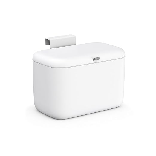 MUEE Compost Bin Kitchen for Counter Top or Under Sink 1.3 Gal/5L | Hanging Small Trash Can with Lid, Food Waste Bin, Mountable Garbage Can for Cupboard/Bathroom/Bedroom/Office/RV, Matte White