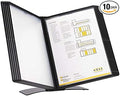 Tarifold Desktop Reference System, 10 Pockets, Easy-Load Design, Black | 10 double-sided polypropylene pockets hold 20 letter-size sheets, sturdy metal base, quick-find indexing, easy to assemble