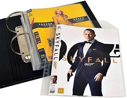 Tarifold DVD Storage Bundle, 100 Binder Sleeves and 4 Binders, 2-Ring Holes | Holds DVD, cover art and booklet, secure flap, 25 sleeves per binder, 120-micron polypropylene, saves up to 70% storage space