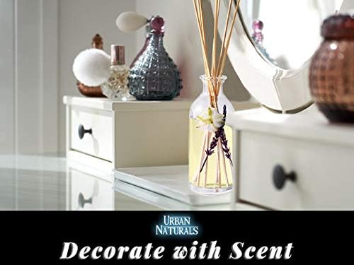 Reed Diffuser Set, Lavender Vanilla - Bathroom Shelf Décor | Room Scent Infuser with Real Lavender & Natural Flowers, Soothing Scent Makes a Great Housewarming Gift