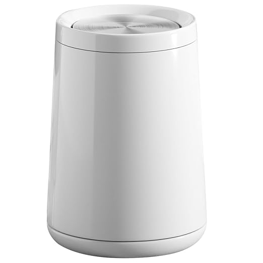 10 L/2.6Gallen,Swing Lid Trash Can,Metal Garbage Can with Flipping Lid,for Bathroom,Living Room,Bedroom,Hotel,Office, Laundry Room(White)
