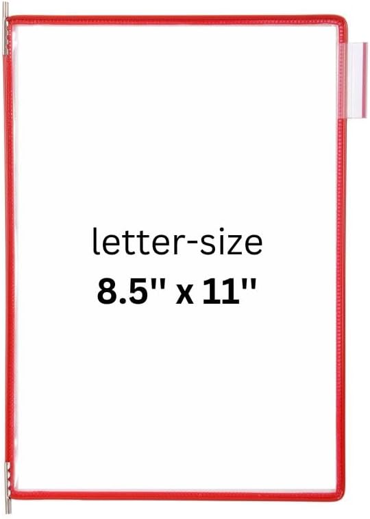 Tarifold Desktop Reference Display System, 40 Pockets, Expandable, Red | 40 double-sided PVC pockets hold 80 letter-size sheets, sturdy metal base, quick-find indexing, easy to assemble