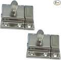 QCAA Oval Turn Cabinet Latch, for Cupboard & Other Furniture, Small, Satin Nickel, 2 Pack, Made in Taiwan