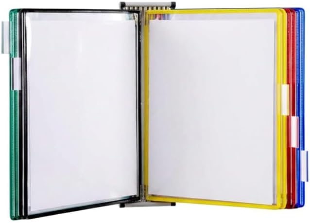 Tarifold Wall Mount Reference System, 10 Pockets, Assorted | 10 double-sided PVC pockets hold 20 letter-size sheets, sturdy wall-mount bracket, snap-on index tabs, easy to install