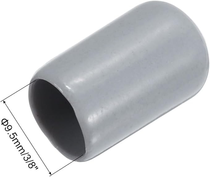 uxcell 20pcs Rubber End Caps 9.5mm(3/8") ID Vinyl PVC Round Tube Bolt Cap Cover Screw Thread Protectors Grey
