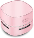 ODISTAR Desktop Vacuum Cleaner, Mini Table dust Sweeper Energy Saving,High Endurance up to 400 mins,360º Rotatable Design for Keyboard/Home/School/Office (Pink Charging)