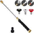 Jet Nozzle High Pressure Hose Nozzle, 18” Hydro Jet Water Hose Nozzle for Garden Hose with 3 Different Nozzles & Hose Quick Connectors, Power Washer Wand for Cleaning Patio, Car, Pet, Window, Black