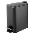 mDesign Slim Metal Rectangle 1.3 Gallon/5 Liter Trash Can with Step Pedal, Easy-Close Lid, Removable Liner - Narrow Wastebasket Garbage Container Bin for Bathroom, Bedroom, Kitchen - Black