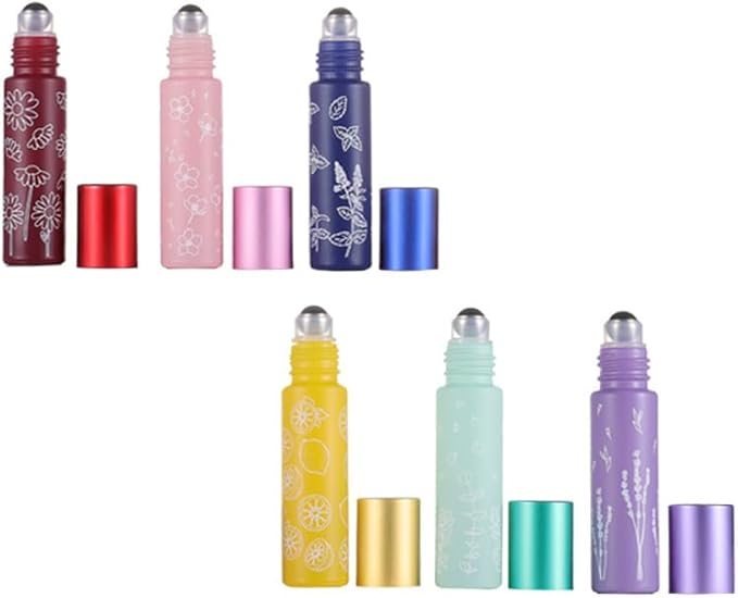 10 Pcs Green Glass Essential Oil Roller Bottles,10ml Empty Refillable Roll on Bottles,Glass Travel Roller Bottles with Stainless Steel Roller Balls for Essential Oil,Perfume,Lip Gloss Lip Balms