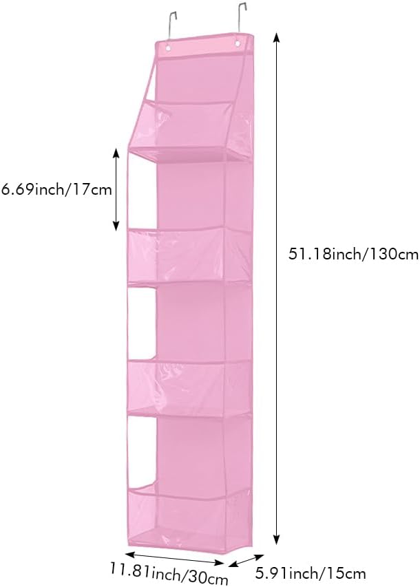 4 Shelf Swing-Proof Behind Door Organizers with Metal Hooks,Closet Hanging Organizer with 4 Large Clear Pocket for Bedroom,Bathroom,Pantry