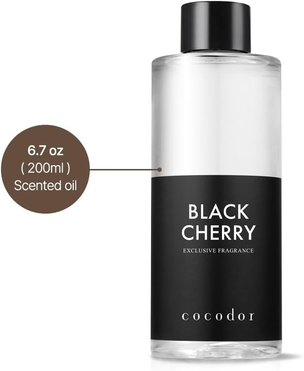 COCODOR Reed Diffuser Oil Refill/Black Cherry/6.7oz(200ml)/1 Pack/Aroma Therapy, Home Fragrance, Scented Oils, Oils for Reed Diffuser