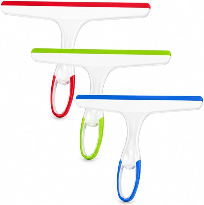 Shower Squeegee for Glass Doors, 3pcs Bathroom Squeegee for Shower Glass | Window Cleaning Squeegee Glass Shower Door for Car Window Wiper Mirror Windshield,Made of Silicone,Reusable,Easy to Clean