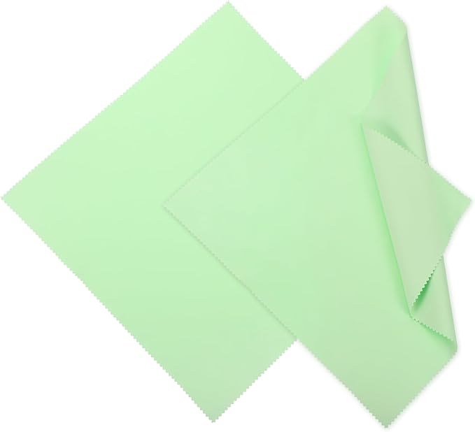 MECCANIXITY Jewelry Polishing Cloth 11.8x11.8 Inch Silver Polish Cleaning Cloths Jewelry Cleaner for Rings, Necklaces, Diamond, Bracelets, Pack of 2 (Lime Green）
