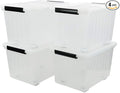4-Pack Clear Plastic Storage Bins with Lid, 42 L Large Plastic Storage Box
