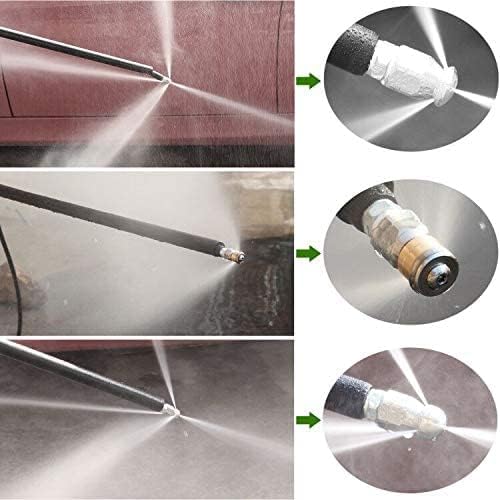 WEST BAY Sewer Jetter Kit 25 FT for Pressure Washer, 5800 PSI Drain Cleaner Hose 1/4 Inch NPT Corner Rotating and Button Nose Sewer Jetting Nozzle Spanner WatertightTape Pearl Corsage Pin