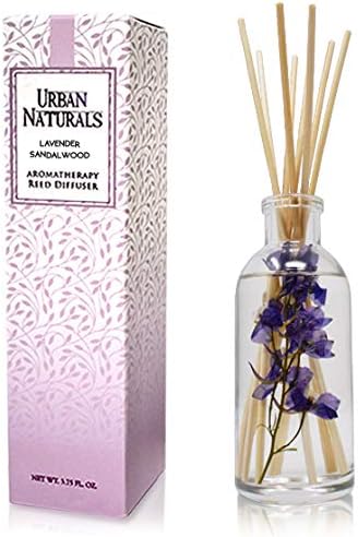Reed Diffuser Set, Lavender Sandalwood - Bathroom Décor | Natural Bamboo Reeds Sticks, Aromatic Lavender, Golden Amber & Woods, Vegan. Made in the USA