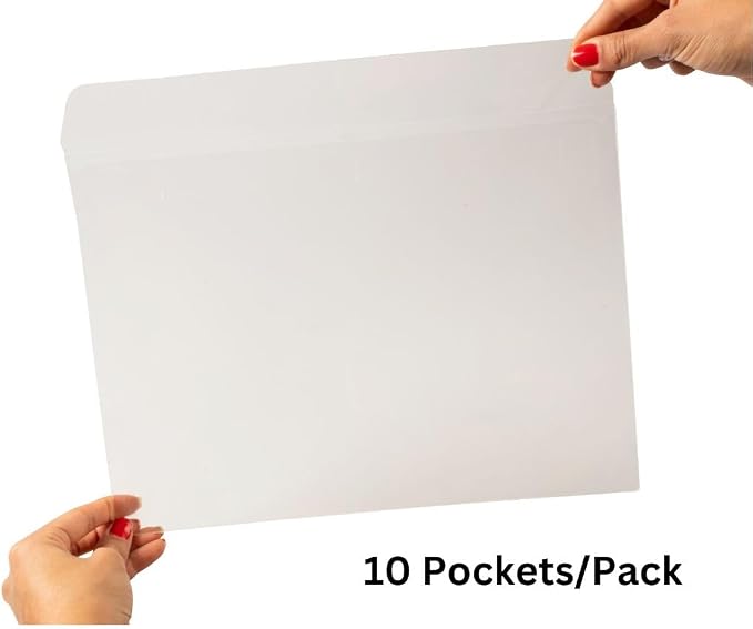 Tarifold Self-Adhesive Clear Storage Pocket with Flap, Letter, Pack of 10 | Holds letter-size documents, self-adhesive backing, clear storage pocket, protective flap closure, pack of 10