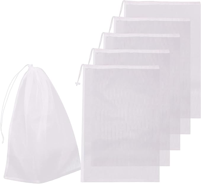 6Pack 24 * 16'' Pool Fine Mesh Filter Bags for Leaf Vacuum Pool Cleaners,Pool Vacuum Net Bag Replacement Bag with Pull & Lock Cord,Universal Fit,Holds Leaves,Debris
