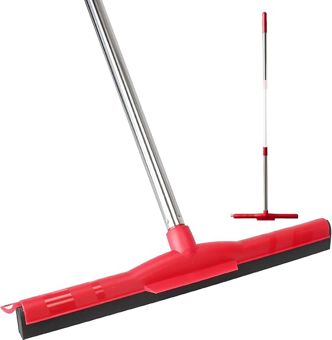 Floor Squeegee Scrubber with 51" Adjustable Pole & EVA Foam Blade – Indoor/Outdoor Use for Garage, Patio, Bathroom, Tile, Marble