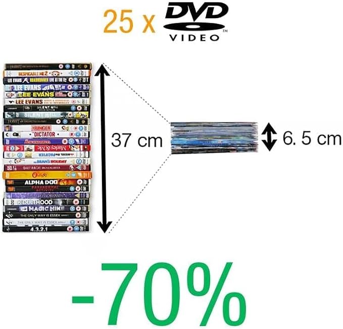 Tarifold DVD Storage Bundle, 100 Binder Sleeves and 4 Binders, 2-Ring Holes | Holds DVD, cover art and booklet, secure flap, 25 sleeves per binder, 120-micron polypropylene, saves up to 70% storage space