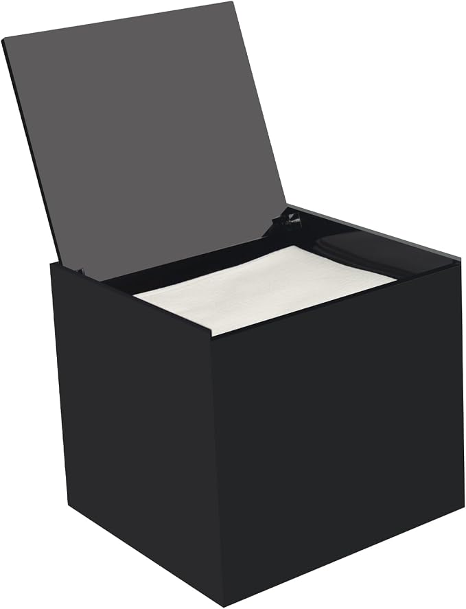 Disposable Face Facial Towel Holder Storage Box Acrylic Container, Black