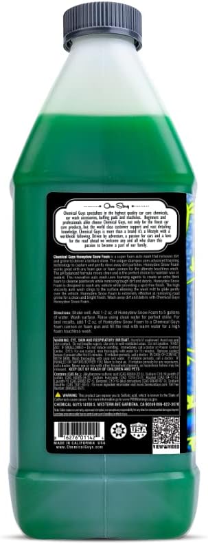 Chemical Guys, Honeydew Snow Foam Car Wash Soap for Foam Cannons, 1 Gallon | High-foaming pH-balanced suds for cannons, guns or buckets, gentle on wax and coatings, fresh honeydew scent