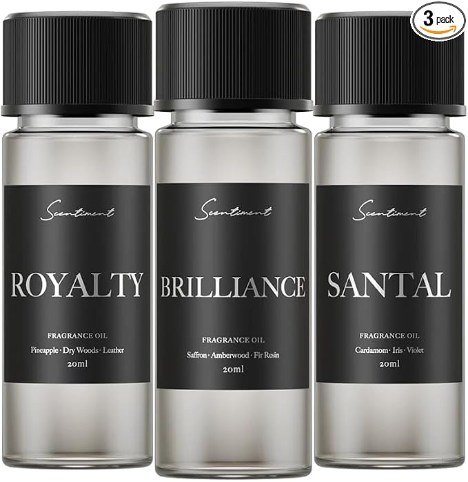 Scentiment Designer Scents - 3 Hotel Diffuser Oil Set-3 x 0.68 fl oz(20 mL) | Royalty, Brilliance, Santal, Pineapple -Saffron & Cardamom Blends,Luxury Hotel-Inspired Fragrance Oils for Cold Air Diffusers