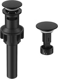 Bathroom Sink Drain with Overflow with Hair Catcher Anti-Clog Sink Strainer | Hurran Matte Black Bathroom Sink Stopper for 1.65"-1.9" Hole, Plastic Pop-up Drain for Bathroom Vanity Vessel Sink