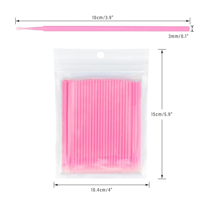 G2PLUS Micro Swabs, Disposable Micro Applicator Brushes and Swabs 100PCS | Pink Cotton Tips for Makeup Correction, Eyeliner Detailing, Nail Art Cleanup, Brow Tinting, Lash Extension Prep and Salon Use