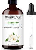 Majestic Pure Jasmine Essential Oil for Diffuser - 4 Fl Oz | 100% Pure & Natural Essentials Oils for aromatherapy, massage blends and DIY home fragrance projects, Massage and room sprays