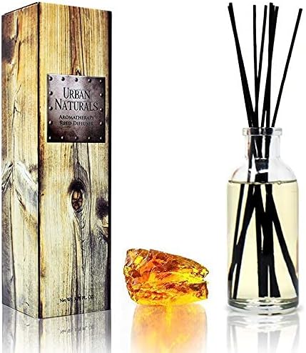 Reed Diffuser Set, Warm Vanilla Amber - Bathroom Shelf Décor | Creamy. Warm. Sultry. Notes of Sandalwood, Amber & Smoked Vanilla, Made with Essential Oils & Real Botanical Pieces