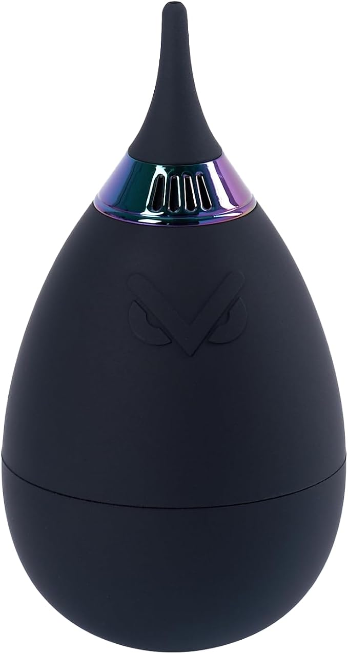 VSGO Camera Air Blower for Lens and Sensor Cleaning, Black+Colorful Ring | One-Way Air Valve; Tumbler Base Keeps Nozzle Raised; Soft Silicone Body; Easy-Squeeze Design; Pocket-Friendly Carry