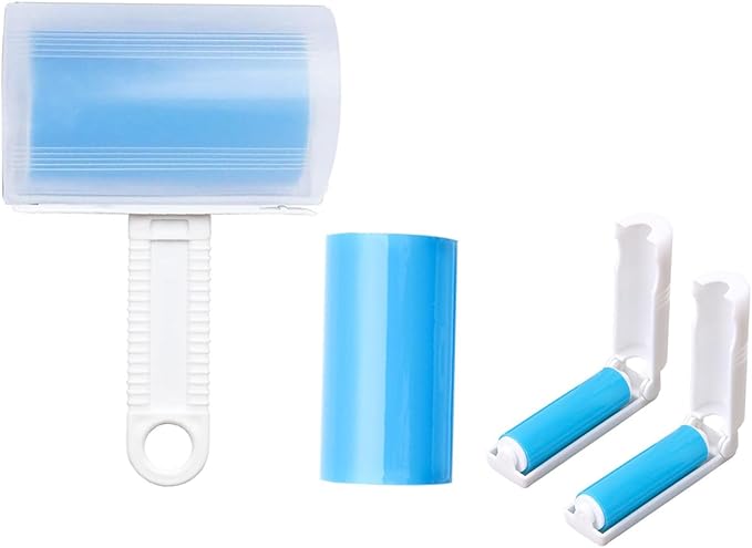 Reusable Portable Lint Roller 4 Pack, Washable Sticky Lint Roller Travel Pet Hair Remover Brush Include Medium/Mini Size Cleaner for Clothes, Cat Dog Hair, Funiture