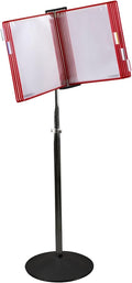 Tarifold Adjustable Floor Reference Display Stand, 10 Pockets, Red | 10 double-sided pockets hold 20 letter-size sheets, adjustable floor stand, durable metal bracket, easy to assemble
