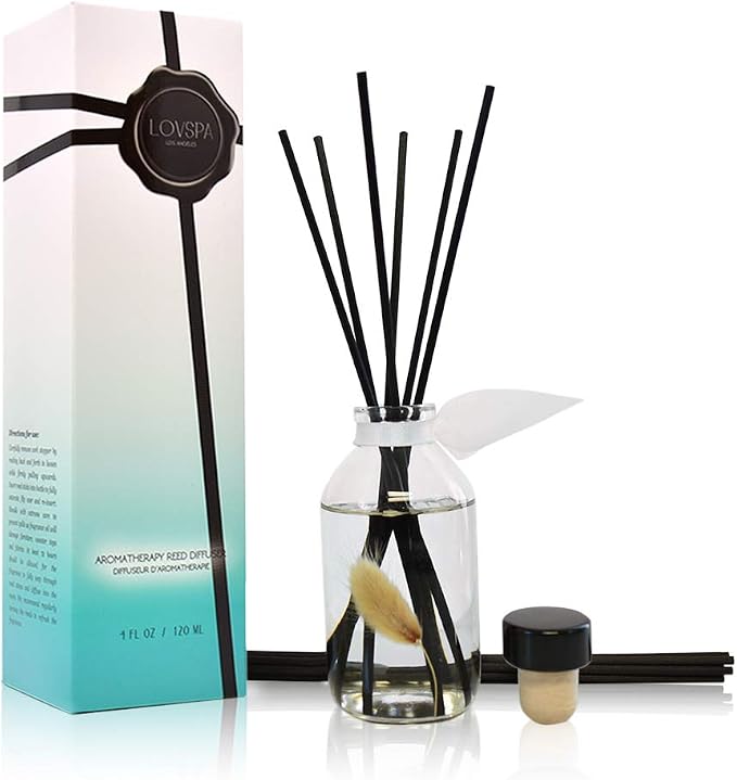 Reed Diffuser Set - Clean Cotton Blossom Scented Diffuser with Sticks | Fresh Laundry Home Fragrance Reed Diffuser for Bedroom, Bathroom Shelf Décor, with Real Botanicals in the Bottle