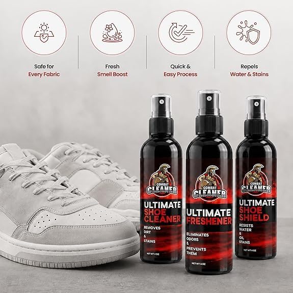 Combat Cleaner Shoe Cleaning Kit – Complete Sneaker Care Solution for Leather, Suede, Canvas, Mesh, Nubuck & More