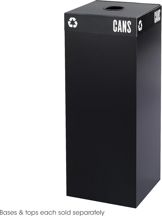 Safco Hallmark 2983BL Public Square Recycling Receptacle Base, 37-Gallon (Top Sold Separately), Black