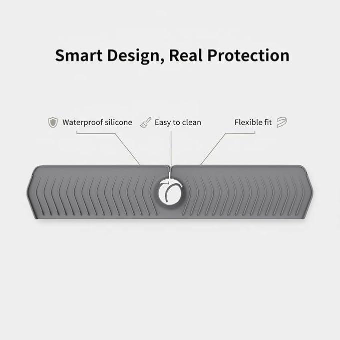 30 Inch Silicone Kitchen Sink Faucet Mat, Adjustable Waterproof Splash Guard Draining Mat Keep Countertops Dry (Green)