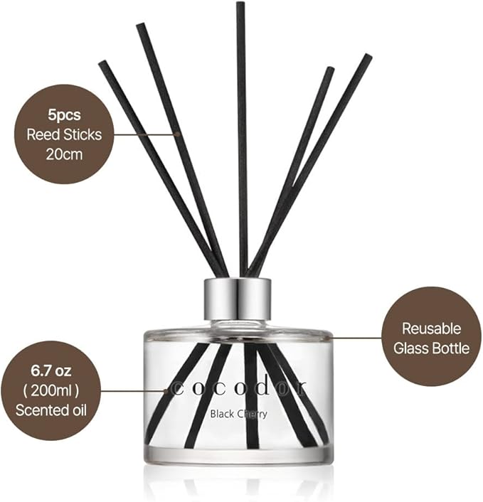COCODOR Signature Reed Diffuser Set/Lemon Eucalyptus / 6.7oz /2 Pack/Home Fragrance Diffuser, Oil Scent Diffuser for Bathroom Shelf Decor
