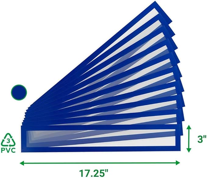 Tarifold Magnetic PRO Title Frames, 17.25 x 3 Inches, Blue, 10 Pack | 10 magnetic title frames, 17.25 x 3 inches, blue border, anti-glare PVC, quick document changes