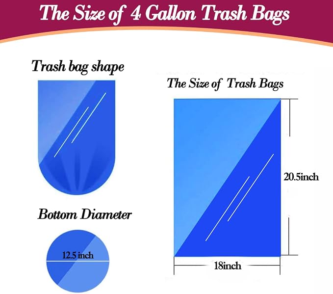 4 Gallon 180pcs Small Clear Trash Bags Strong Garbage Bags, Bathroom Trash Can Bin Liners, Plastic Bags for Office, Waste Basket Liner, Fit 12-15 Liter, 3.5,4,4.5 Gal（Clear 180）