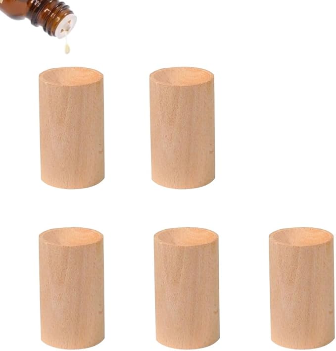 5 Pcs Wood Essential Oil Diffusers,Small Wood Fragrance DIffusers,Fragrance Retention,Wooden Aromatherapy Round Diffuser for Car,Home, Bathroom, Office, Toilet, Yoga Room, Sauna Room